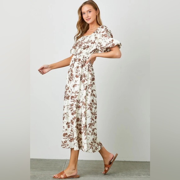 Floral Mocha Dress - Picture 7 of 11